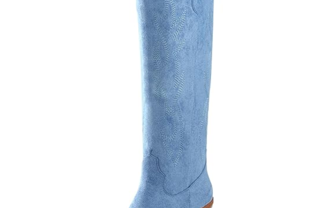 Women's Suede Western Cowboy Boots | Knee-High Block-Heel Boots