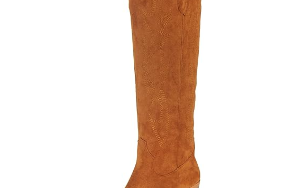 Women's Suede Western Cowboy Boots | Knee-High Block-Heel Boots