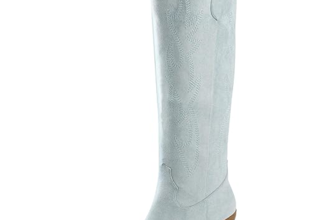 Women's Suede Western Cowboy Boots | Knee-High Block-Heel Boots
