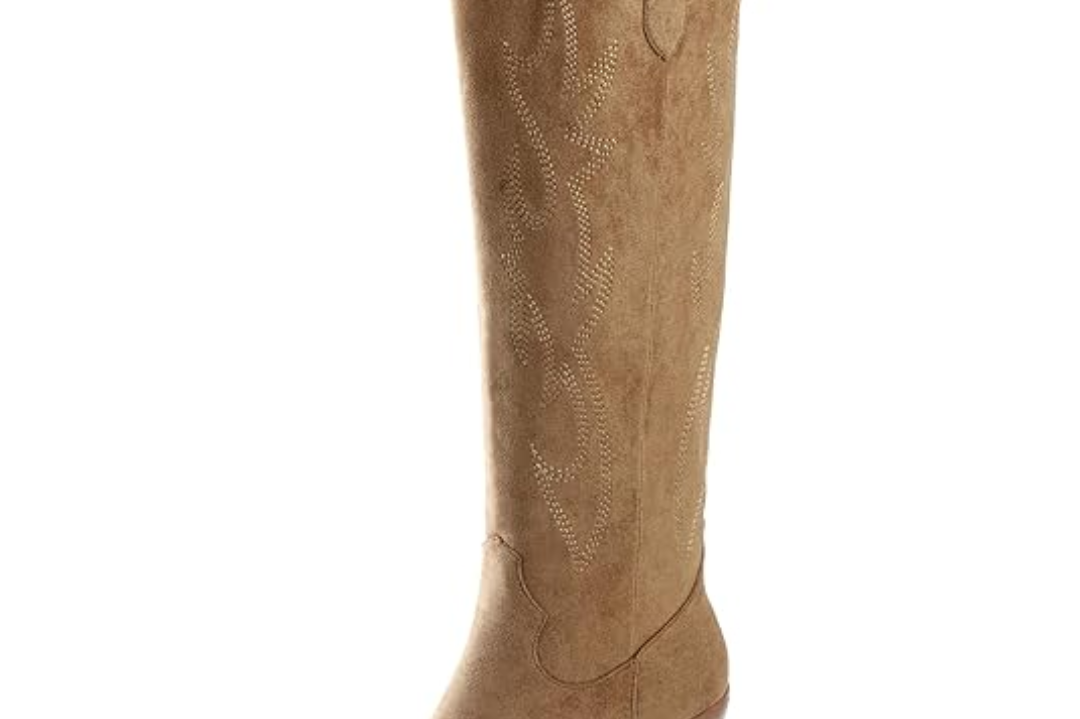 Women's Suede Western Cowboy Boots | Knee-High Block-Heel Boots