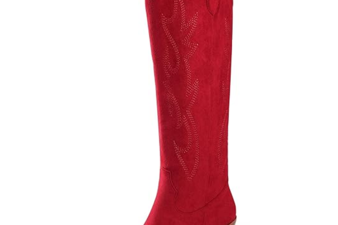 Women's Suede Western Cowboy Boots | Knee-High Block-Heel Boots