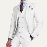 Knox - Men's Three-Piece Formal Suit with Vest - White