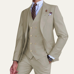 Knox - Men's Three-Piece Formal Suit with Vest - Khaki