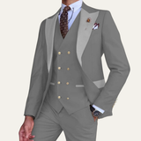 Knox - Men's Three-Piece Formal Suit with Vest - Grey
