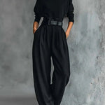 Kristin - Women's High Neck Wide-Leg Jumpsuit with Clean Finish - Black