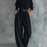 Kristin - Women's High Neck Wide-Leg Jumpsuit with Clean Finish - Black