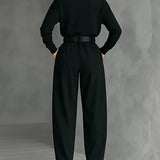 Kristin - Women's High Neck Wide-Leg Jumpsuit with Clean Finish