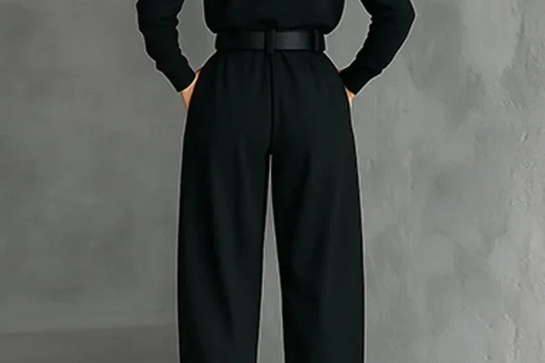 Kristin - Women's High Neck Wide-Leg Jumpsuit with Clean Finish