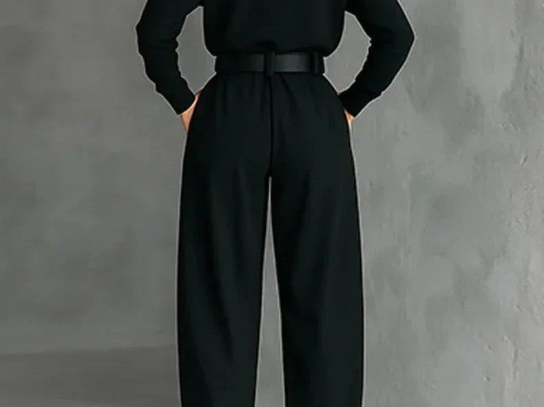 Kristin - Women's High Neck Wide-Leg Jumpsuit with Clean Finish