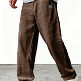 Kyle - Men's Relaxed Wide-Leg Linen Pants - Coffee