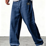Kyle - Men's Relaxed Wide-Leg Linen Pants - Navy