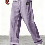 Kyle - Men's Relaxed Wide-Leg Linen Pants - Lavender