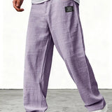 Kyle - Men's Relaxed Wide-Leg Linen Pants - Lavender