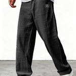 Kyle - Men's Relaxed Wide-Leg Linen Pants - Black