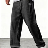 Kyle - Men's Relaxed Wide-Leg Linen Pants - Black