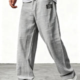 Kyle - Men's Relaxed Wide-Leg Linen Pants - Gray
