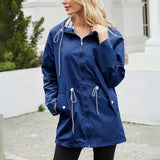 Laila - Women's Waterproof Hooded Rain Jacket with Drawstring Waist