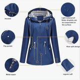 Laila - Women's Waterproof Hooded Rain Jacket with Drawstring Waist