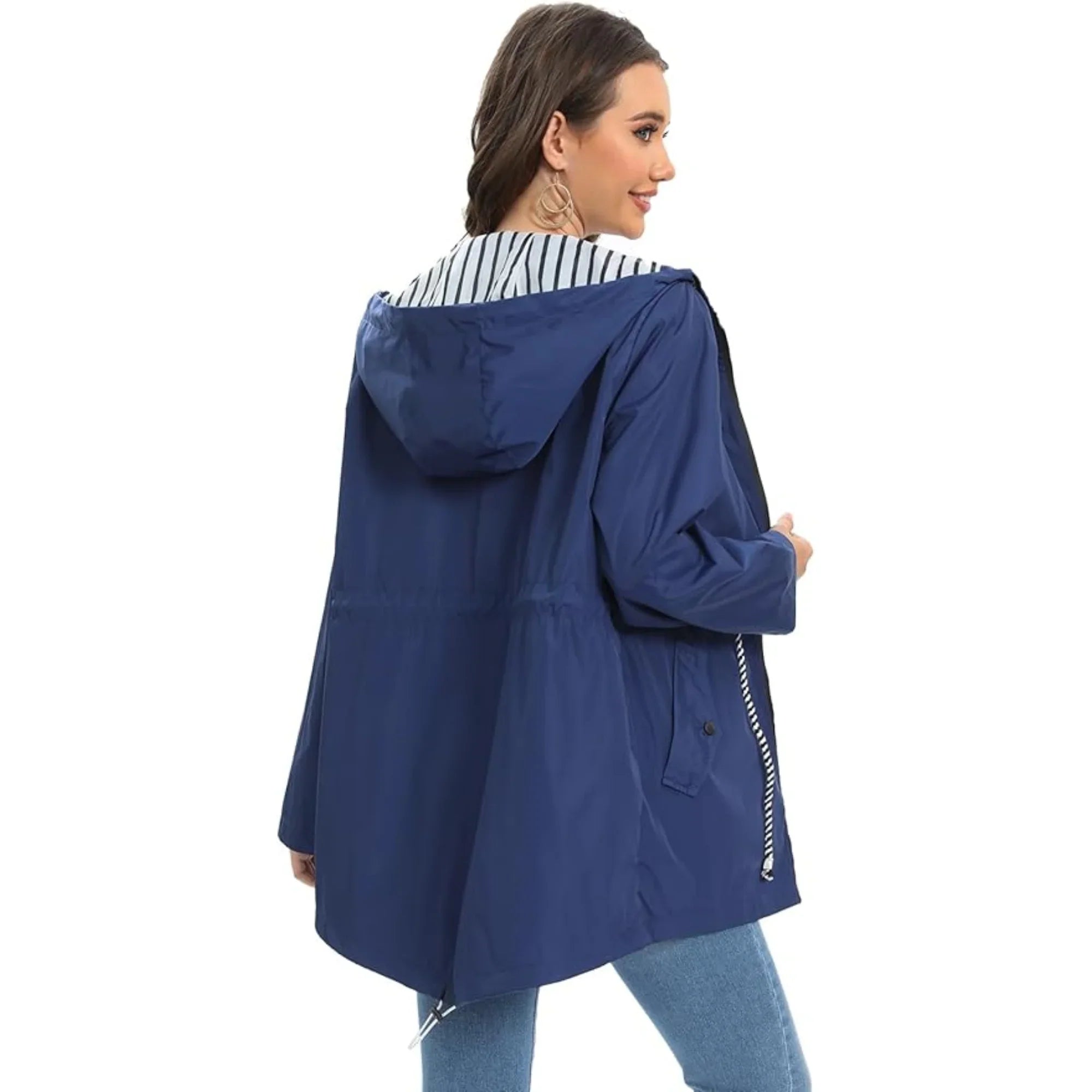Laila - Women's Waterproof Hooded Rain Jacket with Drawstring Waist