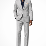 Lance - Men's Single-Breasted Linen Blend Two-Piece Suit - Light Gray