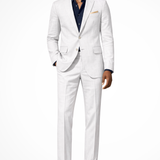 Lance - Men's Single-Breasted Linen Blend Two-Piece Suit - White