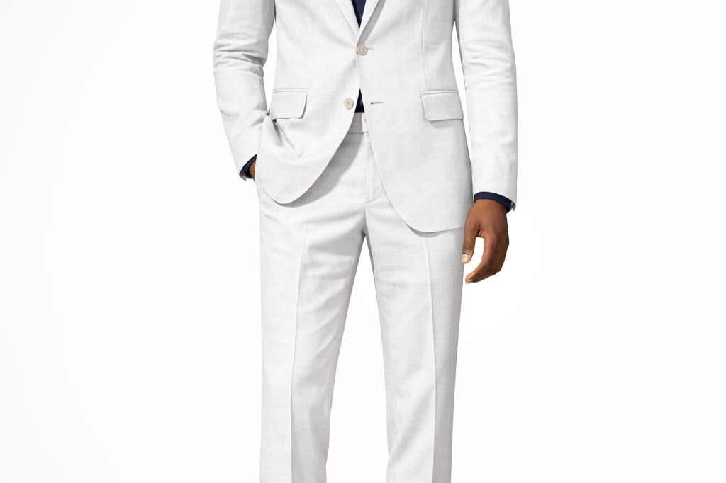 Lance - Men's Single-Breasted Linen Blend Two-Piece Suit - White