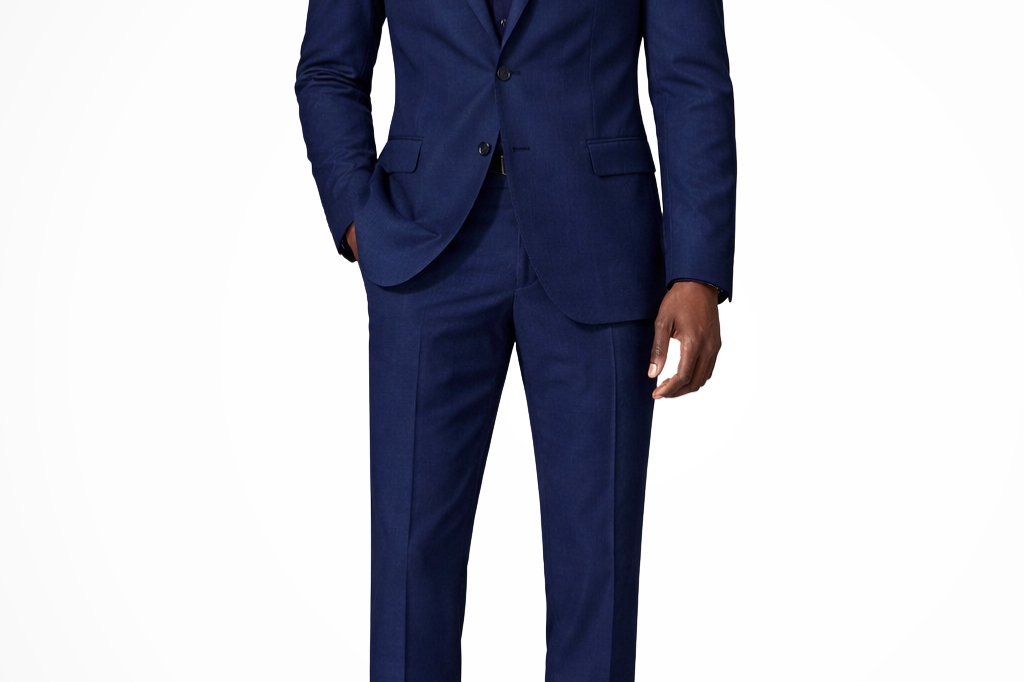 Lance - Men's Single-Breasted Linen Blend Two-Piece Suit - Navy