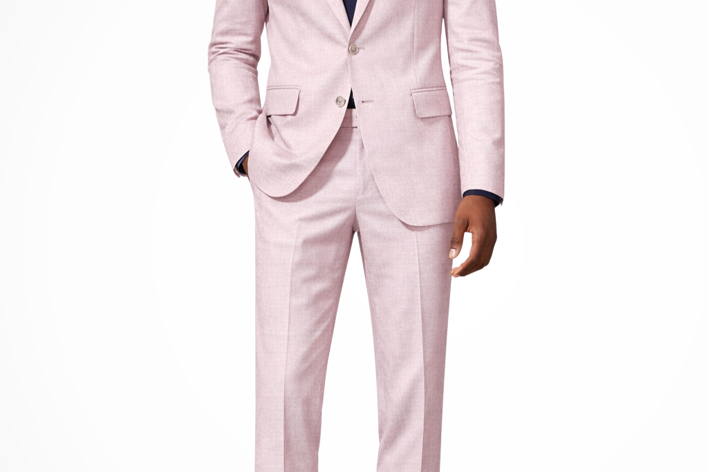 Lance - Men's Single-Breasted Linen Blend Two-Piece Suit - Pink