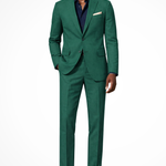 Lance - Men's Single-Breasted Linen Blend Two-Piece Suit - Teal
