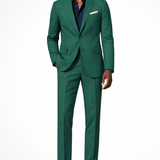 Lance - Men's Single-Breasted Linen Blend Two-Piece Suit - Teal