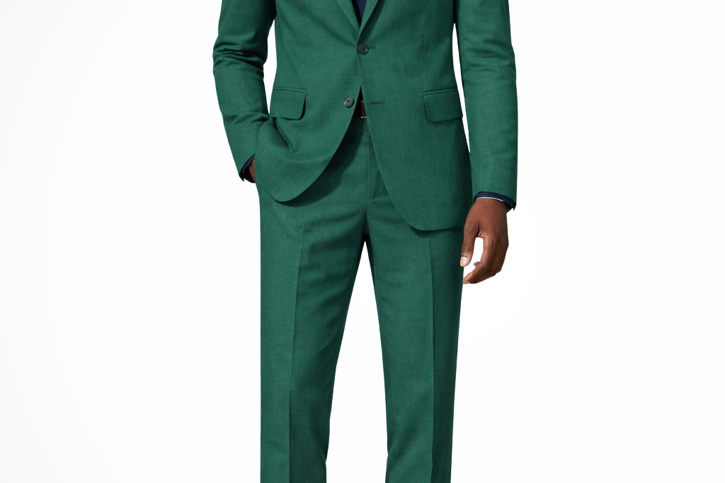 Lance - Men's Single-Breasted Linen Blend Two-Piece Suit - Teal