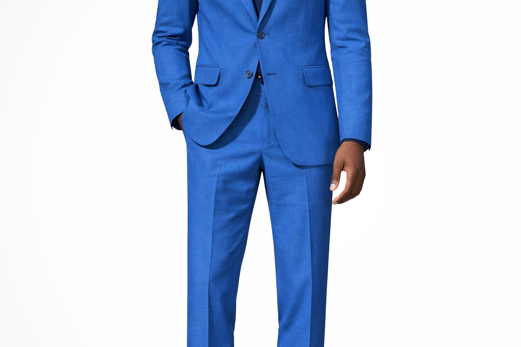 Lance - Men's Single-Breasted Linen Blend Two-Piece Suit - Blue