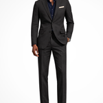 Lance - Men's Single-Breasted Linen Blend Two-Piece Suit - Black