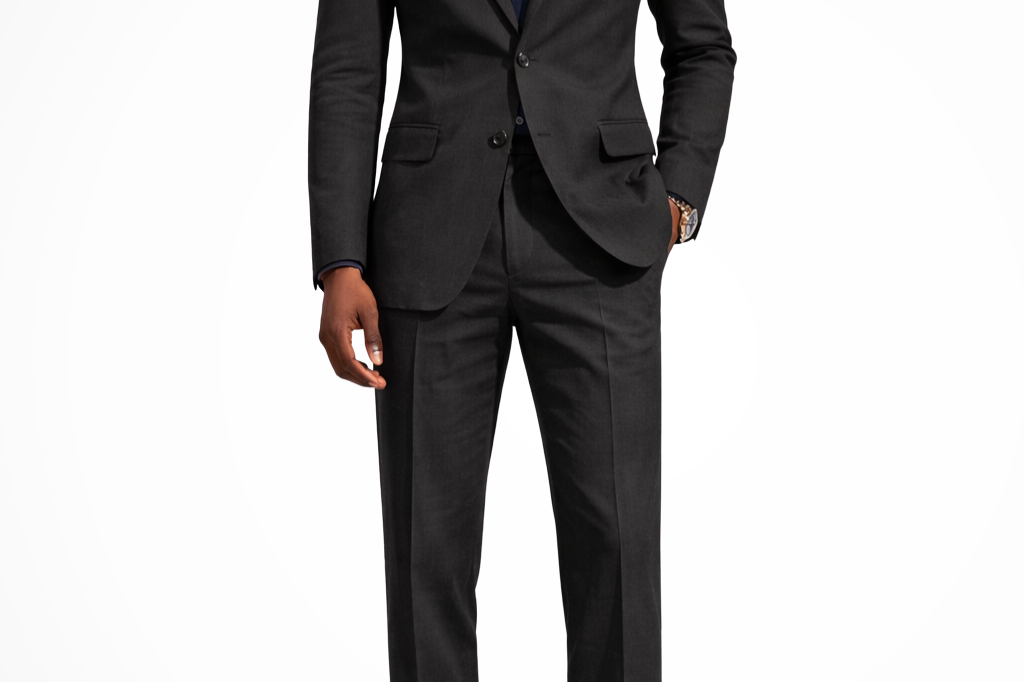 Lance - Men's Single-Breasted Linen Blend Two-Piece Suit - Black