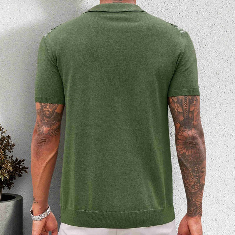 Larry - Men's Jacquard Knit Button-Down Shirt