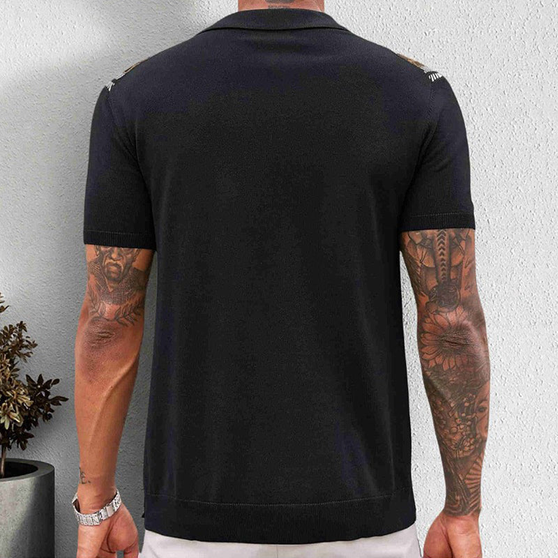 Larry - Men's Jacquard Knit Button-Down Shirt