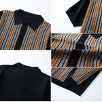 Larry - Men's Jacquard Knit Button-Down Shirt