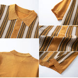 Larry - Men's Jacquard Knit Button-Down Shirt