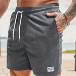 Leo - Men's Corduroy Drawstring Shorts with Side Pockets - Gray