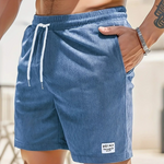 Leo - Men's Corduroy Drawstring Shorts with Side Pockets