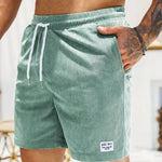 Leo - Men's Corduroy Drawstring Shorts with Side Pockets