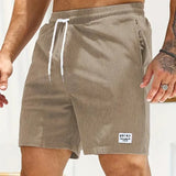 Leo - Men's Corduroy Drawstring Shorts with Side Pockets