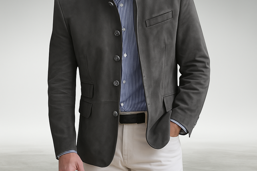 Leopold - Men's Tailored Trim Fit Blazer with Inner Pockets - Gray