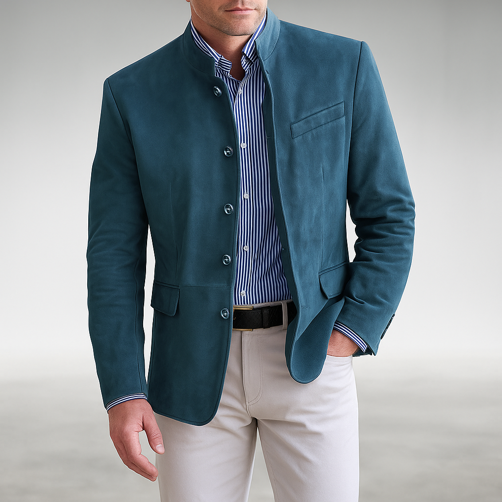 Leopold - Men's Tailored Trim Fit Blazer with Inner Pockets - Blue
