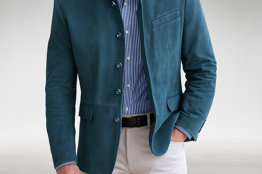 Leopold - Men's Tailored Trim Fit Blazer with Inner Pockets - Blue