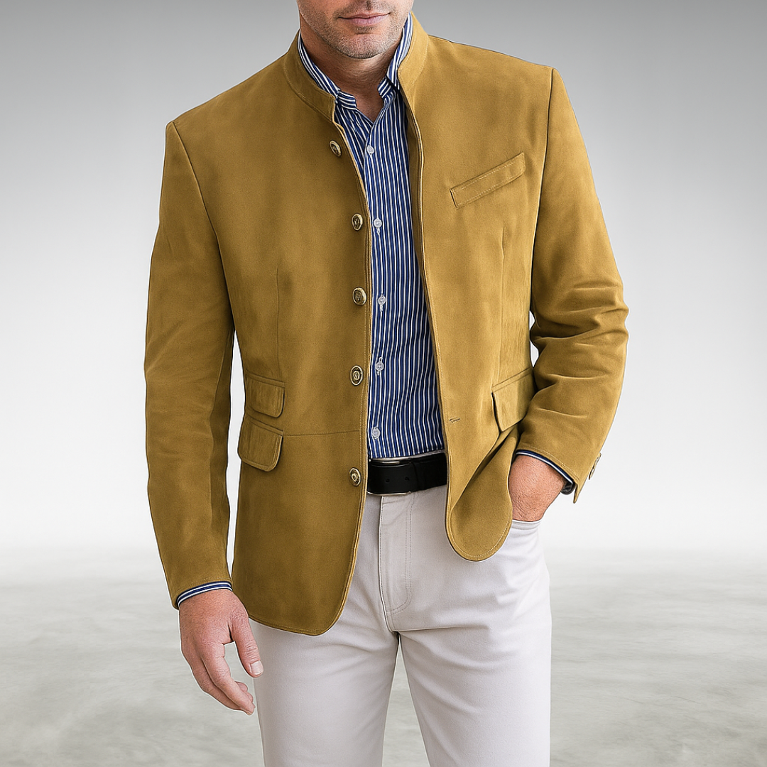 Leopold - Men's Tailored Trim Fit Blazer with Inner Pockets - Yellow