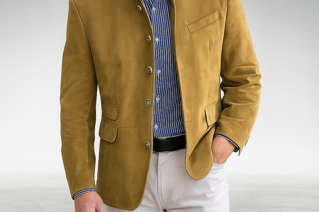 Leopold - Men's Tailored Trim Fit Blazer with Inner Pockets - Yellow