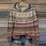 Liadain - Women's Relaxed Drawstring Hoodie with Ribbed Cuffs - Brown