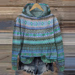 Liadain - Women's Relaxed Drawstring Hoodie with Ribbed Cuffs - Blue