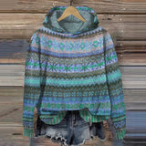 Liadain - Women's Relaxed Drawstring Hoodie with Ribbed Cuffs - Blue